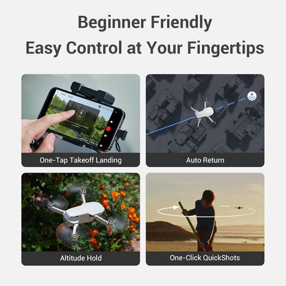 Mini Drone Combo with 2 Batteries, 4K/30Fps Video, 32800Ft FPV Transmission, Easy to Fly, 3 Aixs Gimbal, 62-Min Flight, under 249G Portable Drone for Beginners