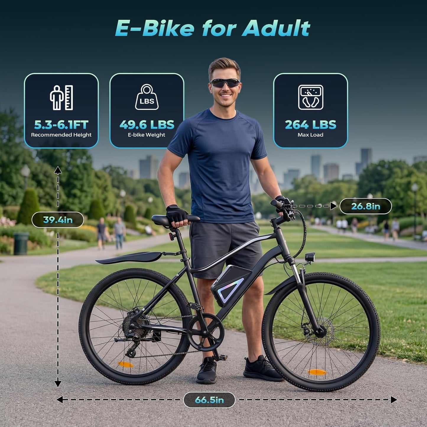 Electric Bike - Electric Bike for Adults, 1500W / 1000W / 750W Peak Motor, up to 80/75/55Miles, 20MPH Ebike, 26'' Tires Lightweight E Bike for Commuting Mountain Road Sand