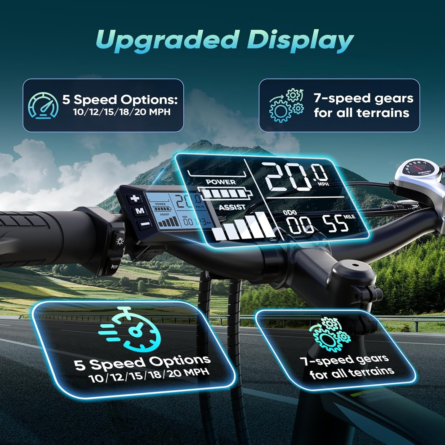 Electric Bike - Electric Bike for Adults, 1500W / 1000W / 750W Peak Motor, up to 80/75/55Miles, 20MPH Ebike, 26'' Tires Lightweight E Bike for Commuting Mountain Road Sand