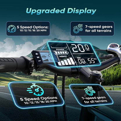Electric Bike - Electric Bike for Adults, 1500W / 1000W / 750W Peak Motor, up to 80/75/55Miles, 20MPH Ebike, 26'' Tires Lightweight E Bike for Commuting Mountain Road Sand