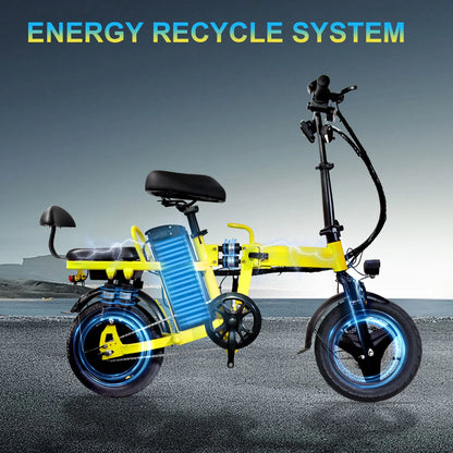 14" Foldable E-Bike: 48V 750W Peak Power,48V 20Ah Removable Lithium-Battery, 15.5Mph, 50Mile Range, 243Lbs Capacity, Electric Bike for Commuting & Short Trips