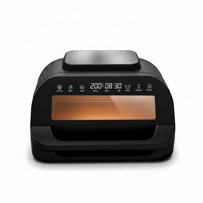 Indoor Smokeless Grill | Smart Grill & Air Fryer with 7 Cooking Functions | 6L Capacity | Includes Smart Thermometer | Precise Temperature Control | Non-Stick Removable Grill Plates